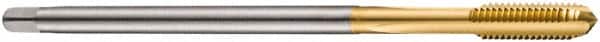 DORMER - M4x0.70 Metric Coarse 6H 3 Flute TiN Finish Cobalt Straight Flute Machine Tap - Bottoming, Right Hand Thread, 73mm OAL, 12mm Thread Length, Oversize - Exact Industrial Supply