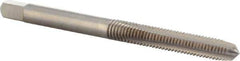 DORMER - M4x0.70 Metric Coarse 6H 3 Flute Bright Finish High Speed Steel Straight Flute Machine Tap - Plug, Left Hand Thread, 53mm OAL, 14mm Thread Length, Oversize - Exact Industrial Supply