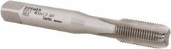 DORMER - M10x1.00 Metric Fine 6H 3 Flute Bright Finish High Speed Steel Straight Flute Machine Tap - Bottoming, Right Hand Thread, 80mm OAL, 18mm Thread Length, Oversize - Exact Industrial Supply