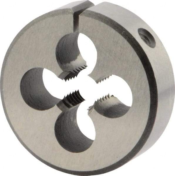 DORMER - M10x1.50 Metric Coarse Thread, 1-1/2" Outside Diam High Speed Steel Round Die - 1/2" Thick, Right Hand Thread, Series F300, Adjustable - Exact Industrial Supply