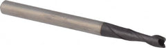 DORMER - 2.5mm, 9mm LOC, 3mm Shank Diam, 38mm OAL, 2 Flute, Solid Carbide Square End Mill - Single End, TiAlN Finish, Spiral Flute, 30° Helix, Centercutting, Right Hand Cut, Right Hand Flute, Series S922 - Benchmark Tooling