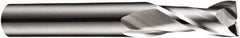 DORMER - 2mm, 6mm LOC, 3mm Shank Diam, 38mm OAL, 2 Flute, Solid Carbide Square End Mill - Single End, Bright Finish, Spiral Flute, 30° Helix, Centercutting, Right Hand Cut, Right Hand Flute, Series S902 - Benchmark Tooling