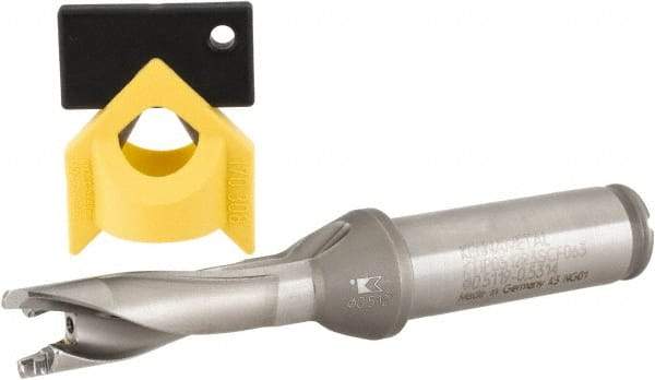 Kennametal - 13.1 to 13.49mm Diam, 3xD, 40.49mm Max Depth, 15.88mm Shank Diam, 2.284" Flute, 111.51mm OAL, Replaceable Tip Drill - P Seat Size, KTIP Toolholder, Series KenTIP - Benchmark Tooling