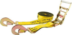 Erickson Manufacturing - 30' Long x 2" Wide, 10,000 Lb Basket Capacity, Polyester & Steel Web Sling - Yellow - Benchmark Tooling