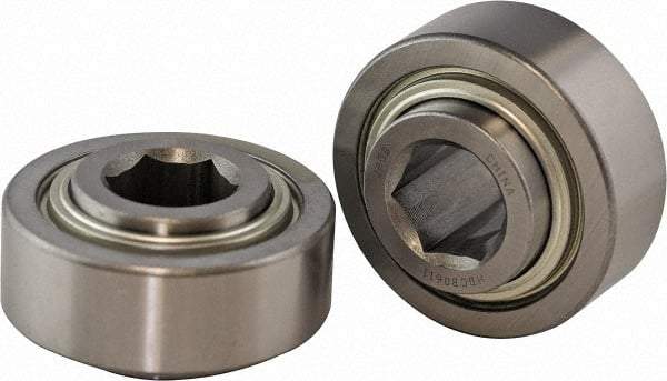USDI - 1 Row, 3.073" OD, 1-1/16" Hex Double Shield Conveyor Roller Bearing - 4,300 Lb Capacity, 550 Max RPM, Steel with 52100 Chrome Steel Housing - Benchmark Tooling