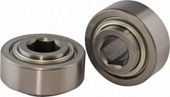 USDI - 1 Row, 3.073" OD, 1-1/16" Hex Double Shield Conveyor Roller Bearing - 4,300 Lb Capacity, 550 Max RPM, Steel with 52100 Chrome Steel Housing - Benchmark Tooling