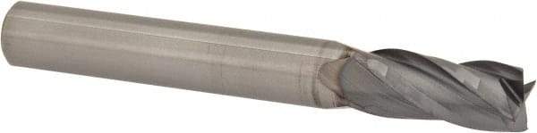 M.A. Ford - 1/4", 1/2" LOC, 1/4" Shank Diam, 2" OAL, 4 Flute, Solid Carbide Square End Mill - Single End, TiCN Finish, 30° Helix, Centercutting, Right Hand Cut, Right Hand Flute, Series 163 - Benchmark Tooling