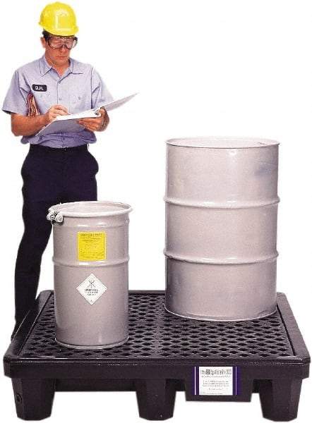 UltraTech - 66 Gal Sump, 3,000 Lb Capacity, 4 Drum, Polyethylene Spill Deck or Pallet - 53" Long x 53" Wide x 12" High, Liftable Fork, 2 x 4 Drum Configuration - Benchmark Tooling