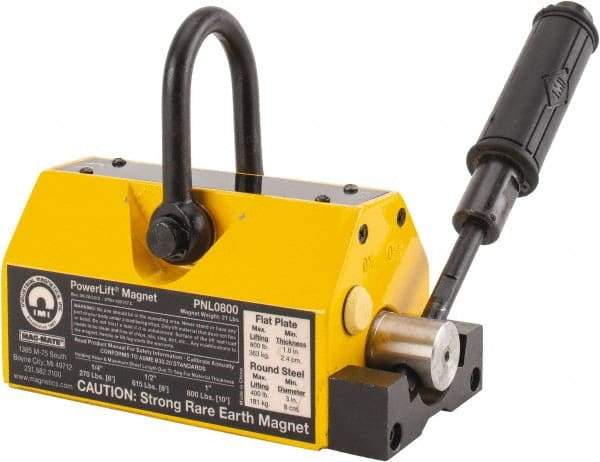 Mag-Mate - 800 Lb Load Capacity, Magnetic Lifter - 8-7/8" High x 3-5/8" Wide, 3" Head/Holder Diam, 2 Poles, For Use with Flat & Round Ferrous Metal - Benchmark Tooling