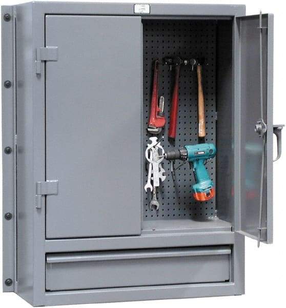 Strong Hold - Wall Storage Cabinet - Steel, 36" Wide x 14" Deep x 48" High, Dark Gray - Benchmark Tooling