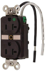 Hubbell Wiring Device-Kellems - 125 VAC, 20 Amp, 5-20R NEMA Configuration, Brown, Hospital Grade, Self Grounding Duplex Receptacle - 1 Phase, 2 Poles, 3 Wire, Flush Mount, Chemical, Corrosion and Impact Resistant, Tamper Resistant - Benchmark Tooling