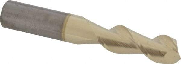 Accupro - 12mm, 32mm LOC, 12mm Shank Diam, 75mm OAL, 2 Flute, Solid Carbide Square End Mill - Single End, ZrN Finish, Spiral Flute, 45° Helix, Centercutting, Right Hand Cut, Right Hand Flute - Benchmark Tooling