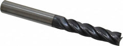 Accupro - 5/16", 1-3/8" LOC, 5/16" Shank Diam, 3" OAL, 4 Flute, Solid Carbide Square End Mill - Single End, AlTiN Finish, Spiral Flute, Variable° Helix, Centercutting, Right Hand Cut, Right Hand Flute - Benchmark Tooling