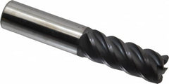 Accupro - 5/8", 5 Flute, Single End, Solid Carbide, 0.06" Corner Radius End Mill - 3-1/2" OAL, 45° Helix, Right Hand Flute, 1-5/8" LOC, Right Hand Cut - Benchmark Tooling