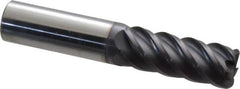 Accupro - 5/8", 5 Flute, Single End, Solid Carbide, 0.09" Corner Radius End Mill - 3-1/2" OAL, 45° Helix, Right Hand Flute, 1-5/8" LOC, Right Hand Cut - Benchmark Tooling