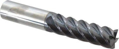 Accupro - 1", 5 Flute, Single End, Solid Carbide, 0.03" Corner Radius End Mill - 6" OAL, 45° Helix, Right Hand Flute, 3-1/4" LOC, Right Hand Cut - Benchmark Tooling