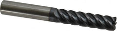 Accupro - 1/2", 5 Flute, Single End, Solid Carbide, 0.06" Corner Radius End Mill - 4" OAL, 45° Helix, Right Hand Flute, 2" LOC, Right Hand Cut - Benchmark Tooling