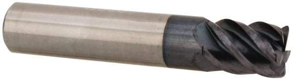 Accupro - 3/8", 5 Flute, Single End, Solid Carbide, 0.03" Corner Radius End Mill - 2" OAL, 45° Helix, Right Hand Flute, 1/2" LOC, Right Hand Cut - Benchmark Tooling