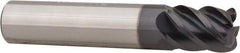 Accupro - 3/8", 5 Flute, Single End, Solid Carbide, 0.06" Corner Radius End Mill - 2" OAL, 45° Helix, Right Hand Flute, 1/2" LOC, Right Hand Cut - Benchmark Tooling