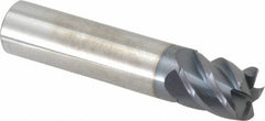 Accupro - 5/8", 5 Flute, Single End, Solid Carbide, 0.03" Corner Radius End Mill - 3" OAL, 45° Helix, Right Hand Flute, 3/4" LOC, Right Hand Cut - Benchmark Tooling
