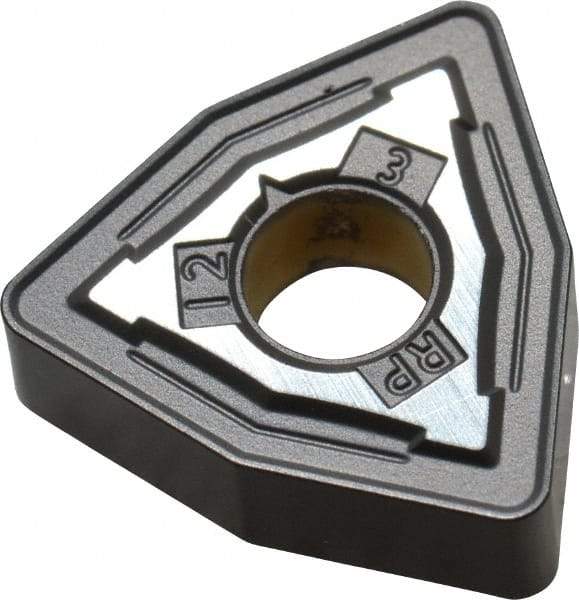 Kennametal - WNMG433 RP Grade KCP10 Carbide Turning Insert - TiCN/Al2O3 Finish, 80° Trigon, 1/2" Inscr Circle, 3/16" Thick, 3/64" Corner Radius - Benchmark Tooling