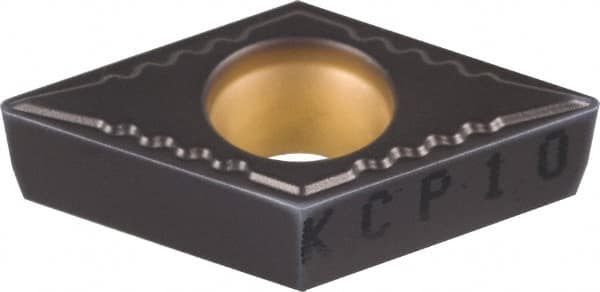 Kennametal - DCMT32.51 UF Grade KCP05 Carbide Turning Insert - TiCN/Al2O3 Finish, 55° Diamond, 3/8" Inscr Circle, 5/32" Thick, 1/64" Corner Radius - Benchmark Tooling