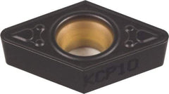 Kennametal - DCMT32.52 MF Grade KCK20 Carbide Turning Insert - TiCN/Al2O3 Finish, 55° Diamond, 3/8" Inscr Circle, 5/32" Thick, 1/32" Corner Radius - Benchmark Tooling