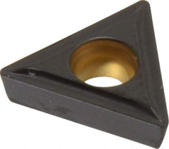 Kennametal - TPMT21.51 LF Grade KCP25 Carbide Turning Insert - TiCN/Al2O3 Finish, 60° Triangle, 1/4" Inscr Circle, 3/32" Thick, 1/64" Corner Radius - Benchmark Tooling