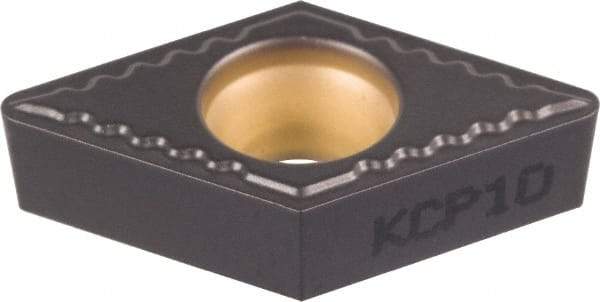 Kennametal - WNMG432 RP Grade KCP05 Carbide Turning Insert - TiCN/Al2O3 Finish, 80° Trigon, 1/2" Inscr Circle, 3/16" Thick, 1/32" Corner Radius - Benchmark Tooling