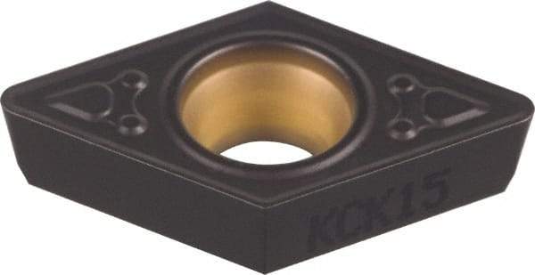 Kennametal - DCMT32.52 MF Grade KCK15 Carbide Turning Insert - TiCN/Al2O3 Finish, 55° Diamond, 3/8" Inscr Circle, 5/32" Thick, 1/32" Corner Radius - Benchmark Tooling