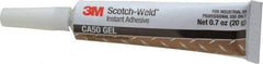 3M - 0.70 oz Tube Clear Instant Adhesive - Series CA50, 60 to 120 sec Fixture Time, 24 hr Full Cure Time, Bonds to Cardboard, Cork Board, Fabric, Fiberglass, Foam, Metal, Plastic, Rubber & Vinyl - Benchmark Tooling