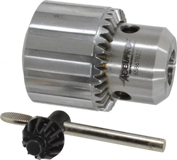 Accupro - JT6, 1/32 to 5/8" Capacity, Tapered Mount Drill Chuck - Keyed, 57mm Sleeve Diam, 77mm Open Length - Exact Industrial Supply