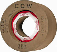 Camel Grinding Wheels - 6" Wide x 12" Diam, Type 7 Feed Regulating Wheel - 5" Hole Size, 80 Grit, Hardness R, 7-1/2" Diam x 1-1/2" Deep Recess, 7-1/2" Diam x 1-1/2" Deep Opposite Side Recess - Benchmark Tooling