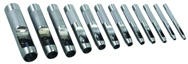 12 Piece - 1/8; 5/32; 3/16; 7/32; 1/4; 5/16; 3/8; 7/16; 1/2; 9/16; 5/8; 3/4" - Pouch - Hollow Punch Set - Benchmark Tooling