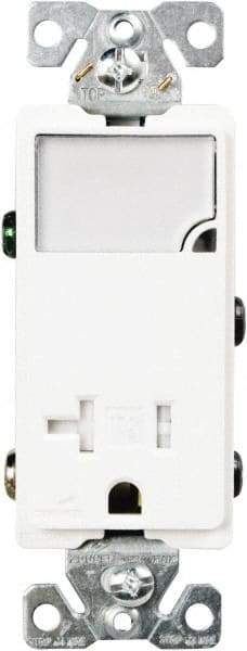 Cooper Wiring Devices - 2 Pole, 125 VAC, 20 Amp, 1 Outlet, Flush Mounted, Self Grounding, Tamper Resistant Combination Outlet with Night Light - 5-20R Configuration, Back Side Wiring, Thermoplastic Material, cULus Listed Standard - Benchmark Tooling