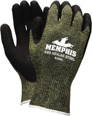 MCR Safety - Size S, ANSI Cut Lvl A4, Abrasion Lvl 3, Cut Resistant Gloves - Palm Coated, Green/Black - Benchmark Tooling