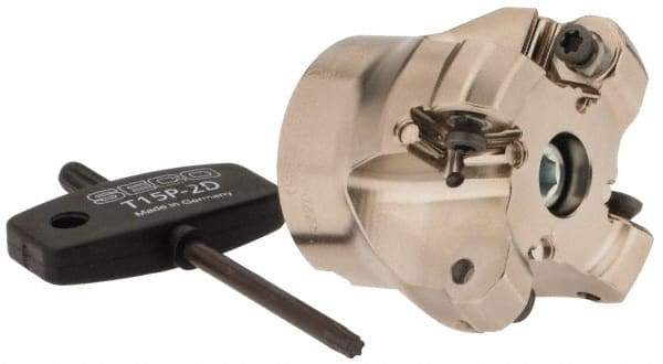 Seco - 1.57" Cut Diam, 1/2" Arbor Hole, 0.118" Max Depth of Cut, 40° Indexable Chamfer & Angle Face Mill - 4 Inserts, ON.U 05 Insert, Right Hand Cut, 4 Flutes, Through Coolant, Series Double Octo 05 - Benchmark Tooling