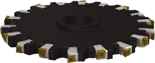 Seco - Arbor Hole Connection, 1.0236" Cutting Width, 3.4764" Depth of Cut, 250mm Cutter Diam, 1.9685" Hole Diam, 7 Tooth Indexable Slotting Cutter - 335.25 Toolholder, L/XNHQ 1407 Insert - Benchmark Tooling