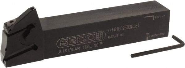 Seco - X4 Jet, External, Right Hand, 0.256" Max Depth of Cut, 0.031 to 0.118" Groove Width, Indexable Grooving Tool Holder - X4GK25..R Insert Compatibility, 1" Shank Height, 1" Shank Width, 6" OAL, Through Coolant - Benchmark Tooling