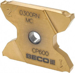 Seco - 2503015X4GK MC Grade CP600, 0.118" Cutting Width Carbide Grooving Insert - 0.256" Max Depth of Cut, Neutral, 0.006" Corner Radius, TiAlN/TiN Finish - Benchmark Tooling