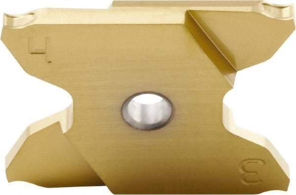 Seco - 2503010X4GK MC Grade CP500, 0.059" Cutting Width Carbide Grooving Insert - 0.256" Max Depth of Cut, Neutral, 0.004" Corner Radius, TiAlN/TiN Finish - Benchmark Tooling