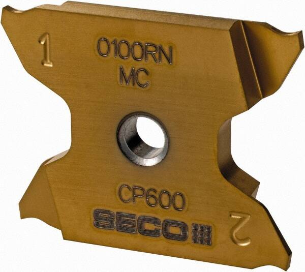 Seco - 2503005X4GK MC Grade CP600, 0.039" Cutting Width Carbide Grooving Insert - 0.169" Max Depth of Cut, Neutral, 0.002" Corner Radius, TiAlN/TiN Finish - Benchmark Tooling