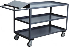 Jamco - 1,200 Lb Capacity, 18" Wide x 36" Long x 35" High Order Picking Cart - 3 Shelf, Steel, 2 Rigid/2 Swivel Casters - Benchmark Tooling