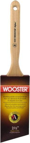 Wooster Brush - 2-1/2" Angled Synthetic Sash Brush - 2-15/16" Bristle Length, 7-7/8" Maple Fluted Handle - Benchmark Tooling