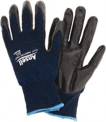 Ansell - Size 2XL, ANSI Cut Lvl A4, Abrasion Lvl 5, Cut Resistant Gloves - Palm Coated, Black/Blue - Benchmark Tooling