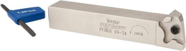 Iscar - External Thread, 0.256" Max Depth of Cut, 0.8mm Min Groove Width, 4.7" OAL, Left Hand Indexable Grooving Cutoff Toolholder - 3/4" Shank Height x 3/4" Shank Width, PENTA 24... Insert Style, PCHLS Toolholder Style, Series PentaCut - Benchmark Tooling