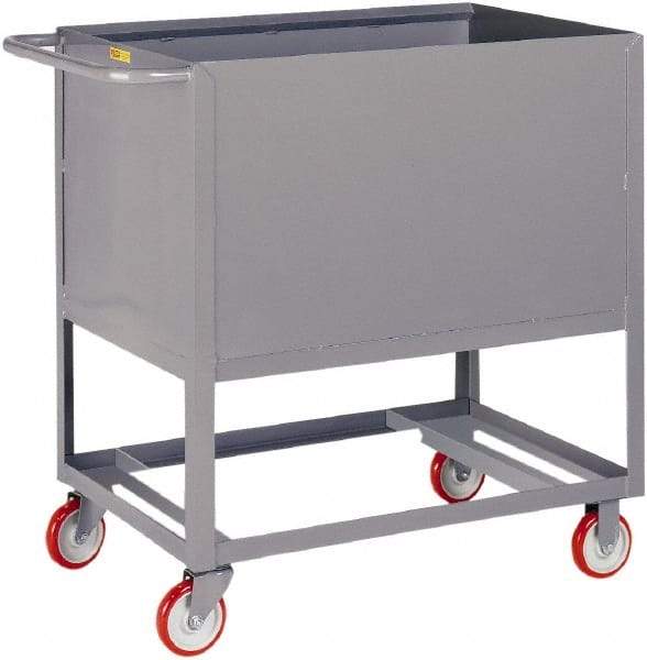 Little Giant - 1,200 Lb Capacity, 4-Sided Steel Raised Platform Box Truck - 37-1/2" Long x 18" Wide x 40" High, 5" Diam Polyurethane Wheels - Benchmark Tooling