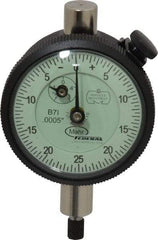 Mahr - 1/8" Range, 0-25-0 Dial Reading, 0.0005" Graduation Dial Drop Indicator - 1-3/4" Dial, 0.05" Range per Revolution, 0.0005" Accuracy, Revolution Counter - Benchmark Tooling