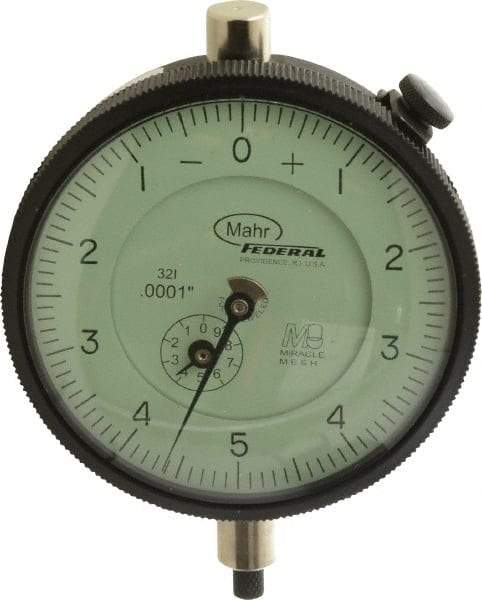 Mahr - 0.025" Range, 0-5-0 Dial Reading, 0.0001" Graduation Dial Drop Indicator - 2-3/4" Dial, 0.01" Range per Revolution, 0.0001" Accuracy, Revolution Counter - Benchmark Tooling