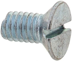 Value Collection - M2.5x0.45, 5mm OAL Slotted Drive Machine Screw - Flat Head, Grade 4.8 Steel, Zinc-Plated Finish, Without Washer - Benchmark Tooling
